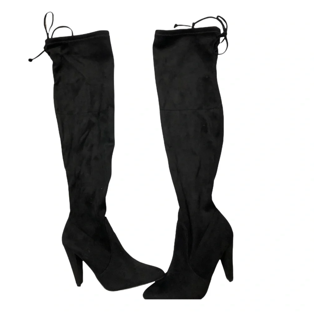 FRENCH CONNECTION vegan suede over the knee boot in black Sz 8